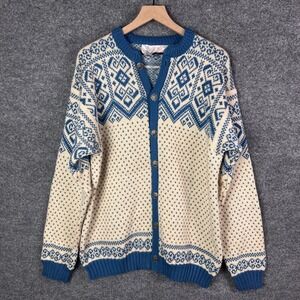 Vintage Vossknit Cardigan Sweater Nordic Fair Isle Norway Women's Size 52
